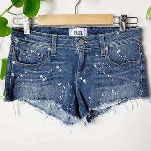 PAIGE Denim Jean Shorts Bleach Splatter Cut-Off 26